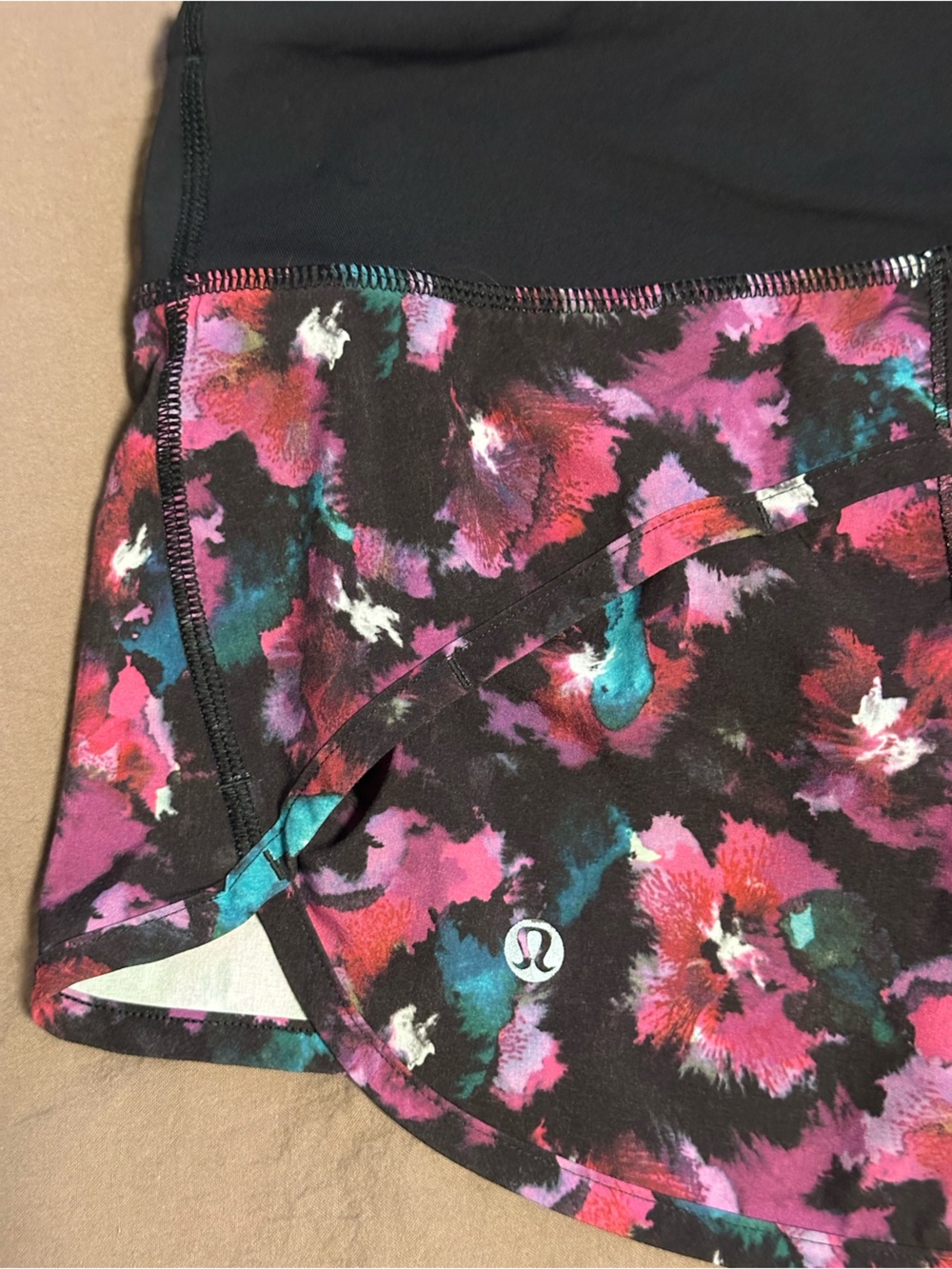 Lululemon Speed Short in Mini Midnight Bloom Black Deep Fuschia Black colorway - Picture 5 of 9